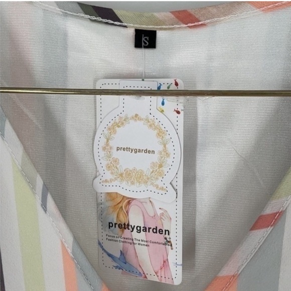 PRETTY GARDEN 🌸 Baby Doll Striped Mini Swing Dress - Picture 4 of 15